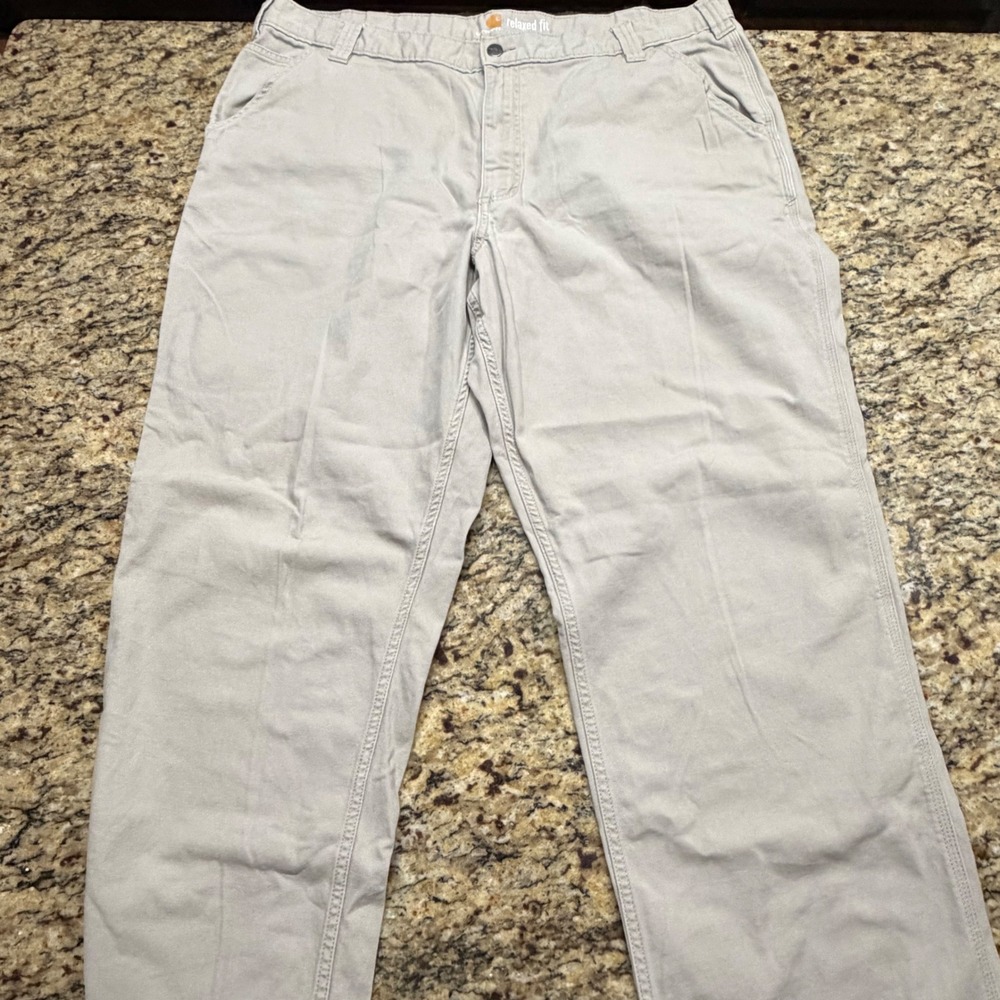 Carhartt Mens Relaxed Fit Canvas Work Pants Tan 42x34 Utility Carpenter ws